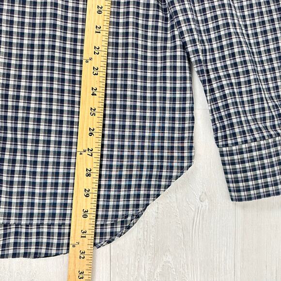 Billy Reid Men XL Button Down Long Sleeve Shirt Check Plaid Navy Preppy Italy - Picture 15 of 16